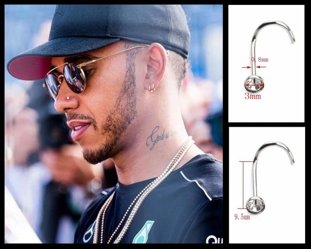 Men’s/Boy’s: Lewis Hamilton 18ct White Gold Plated 3mm Cubic Zirconia  Nose Stud