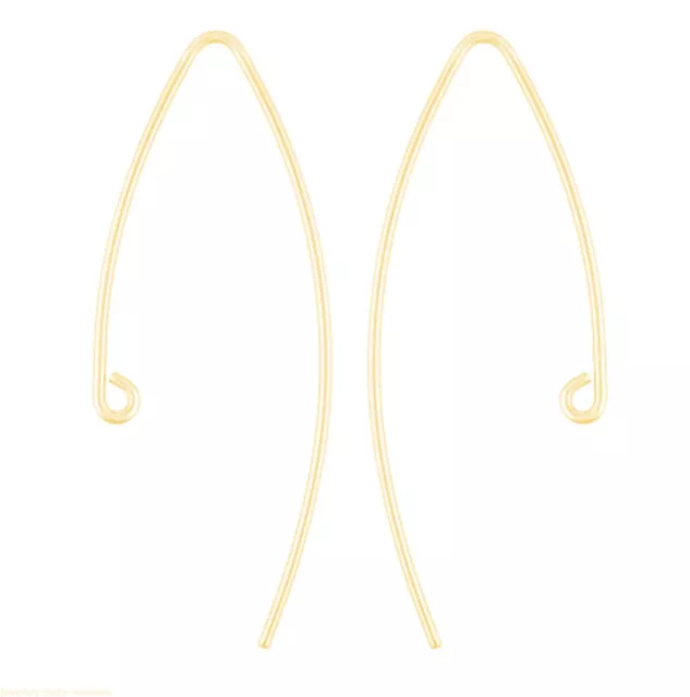 9ct YELLOW GOLD EARRING V EAR DROPPER DROP WIRE & RING JEWELLERY MAKING 35mm