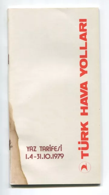 Thy Turkish Airlines Timetable Summer 1979 Turk Hava Yollari Tk