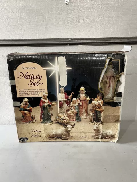 Vintage LaVie Deluxe Collectors Edition Nine Piece Large Nativity Set