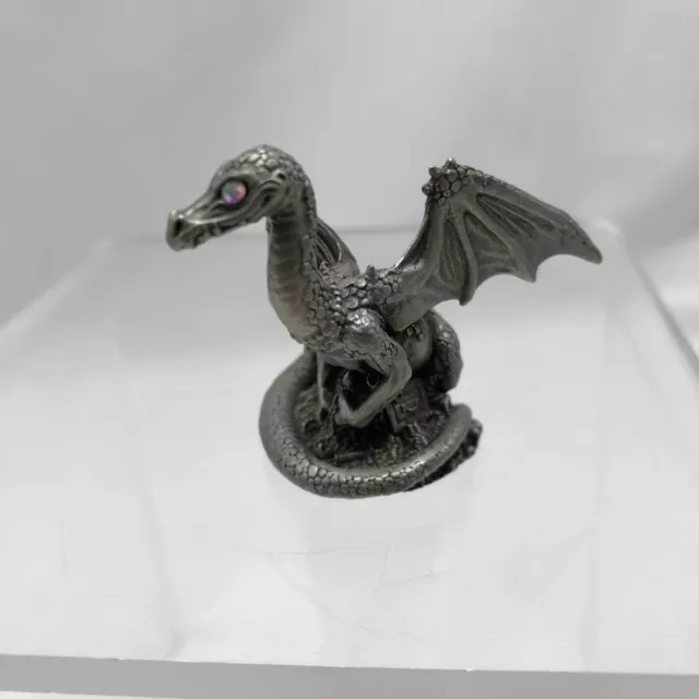 1984 PP64 Partha Pewter Dragon With Crystal Eyes Treasure Statue Figurine