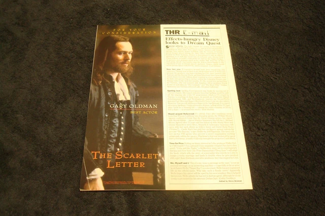 THE SCARLET LETTER 1995 Oscar ad with Gary Oldman as Rev. Arthur ...