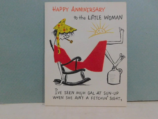 Sello de aniversario de colección To My Wife divertido difuso desplegable, sin firmar, Hillbilly