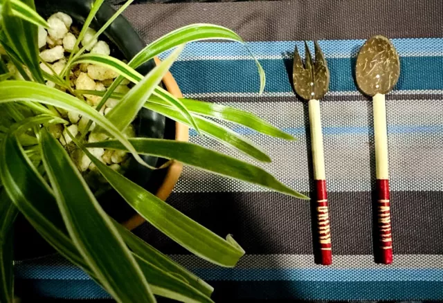 Coconut Shell & Wooden Spoon and Fork