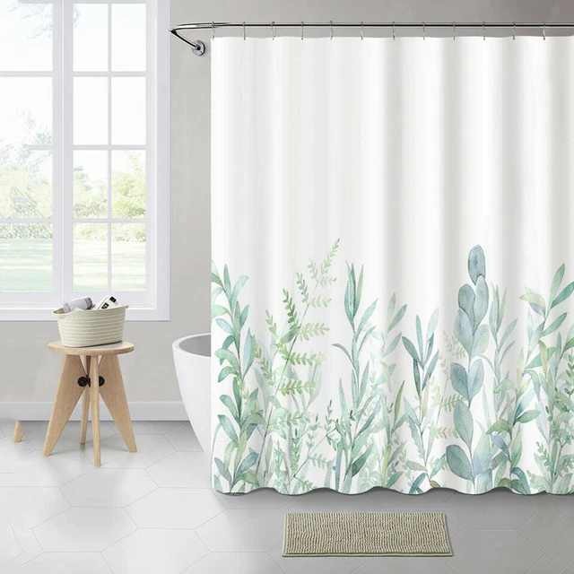 Tenda doccia in tessuto extra lunga impermeabile con ganci orlo ponderato 180x180cm
