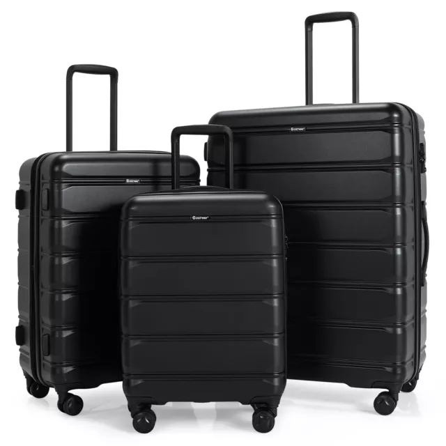 3 Piece Hardshell Luggage Set Expandable Suitcase w/ TSA Lock & Spinner Wheels