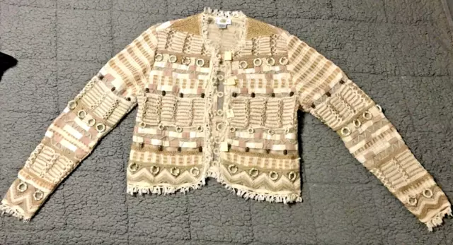 Sandy Starkman Beaded Embellished Intricate Jacket Sz Petite M  Very Cute!  READ