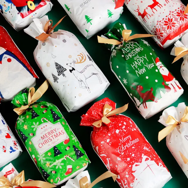 10/20/50 Large Christmas Gift Bags Party Drawstring Wrap Sacks Candy Storage Bag