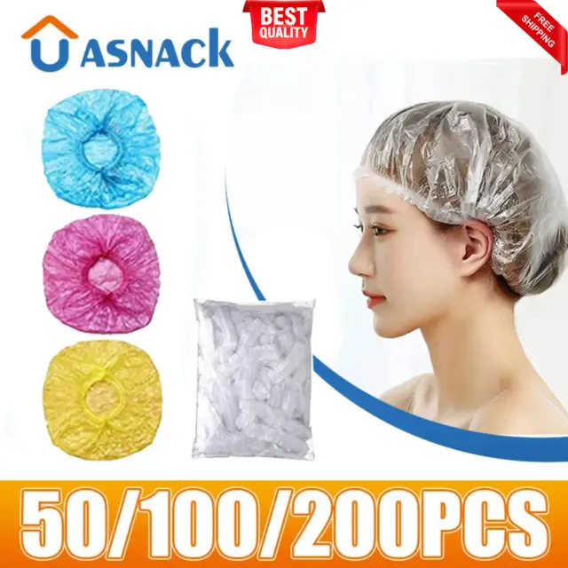 100/200 pcs Waterproof Bath Caps Clear Disposable Plastic Hair Shower Thick Cap