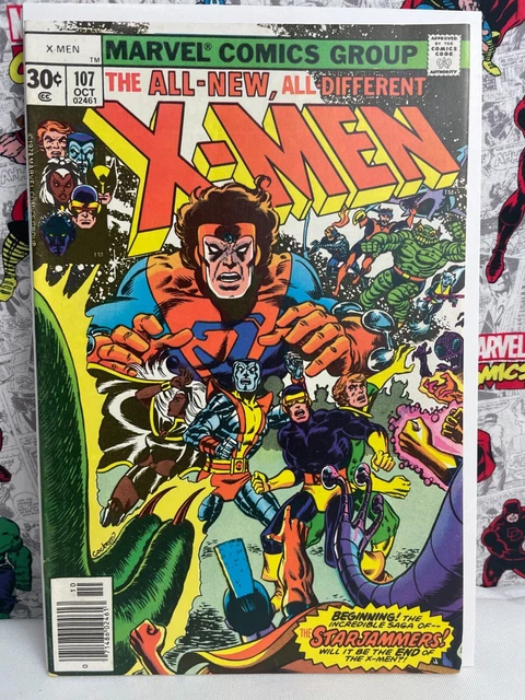 Uncanny X-Men #107 - Marvel 1977, KEY 1st Starjammers, Newsstand FN+