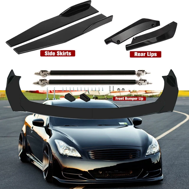 For Infiniti G35 G37 Coupe Sedan Front Splitter Bumper Lip Spoiler + Strut Rods