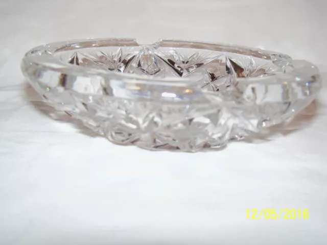 American Brilliant Period HOBSTAR pattern etched cut glass ashtray 5 1/4"