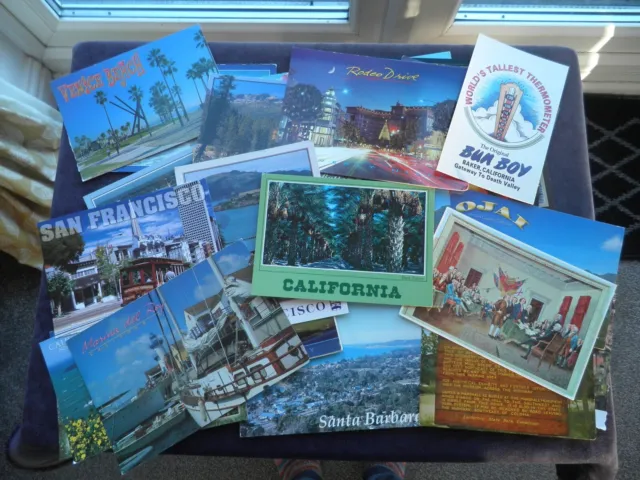 45 Postkarten Von Kalifornien, Palmenquellen Sardinensee Santa Monica San Francisco