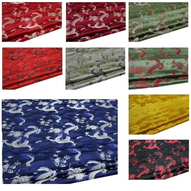 Faux Silk Brocade (Big Chinese Dragon)Jacquard Damask Kimono Fabric Material*BC6