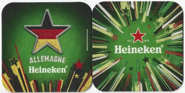 LOT de 2 Sous Bocks Bierdeckel, viltje coaster HEINEKEN ALLEMAGNE New,neufs RARE