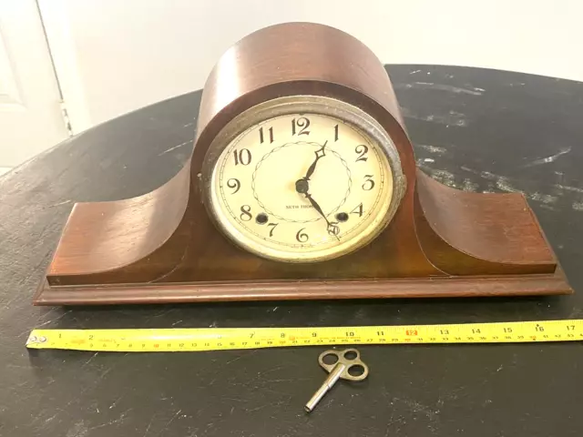 VINTAGE SETH THOMAS MANTLE CLOCK NO. 4505 MOVEMENT WITH KEY - For Restoration