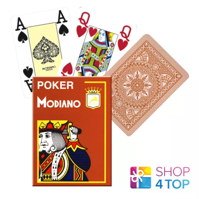 Modiano Poker à Jouer Cartes Pont Braun 4 Jumba Index Italie Plastique Neuf