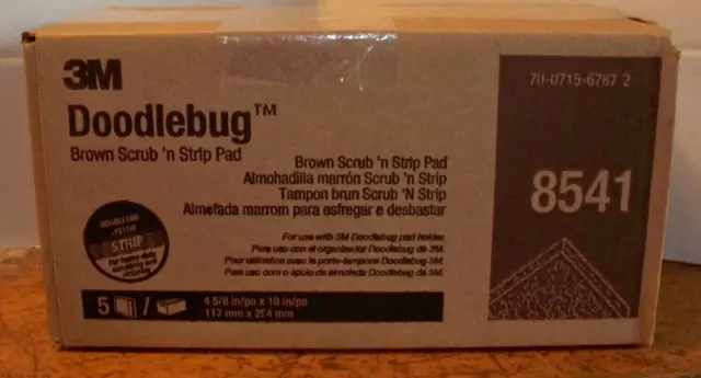 3M 8541 Doodlebug Scrub And Strip Pad 4-5/8 Inch By 10" Box of 5