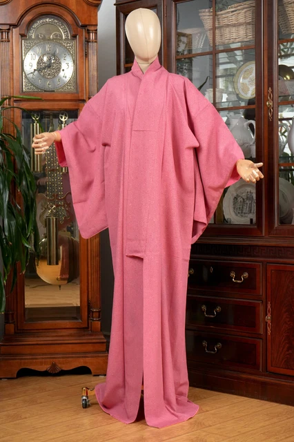 Dear Vanilla Japanese Silk Edo Komon Kimono Women's Authentic Japan Made Vintage
