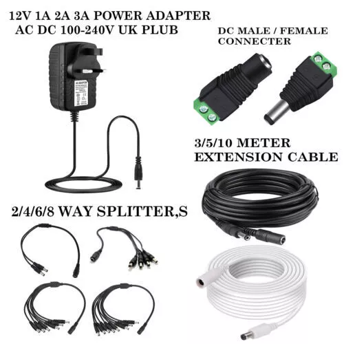 DC Power Supply Extension Cable 12V for CCTV Camera/PSU Lead 3m/5m/10m lot