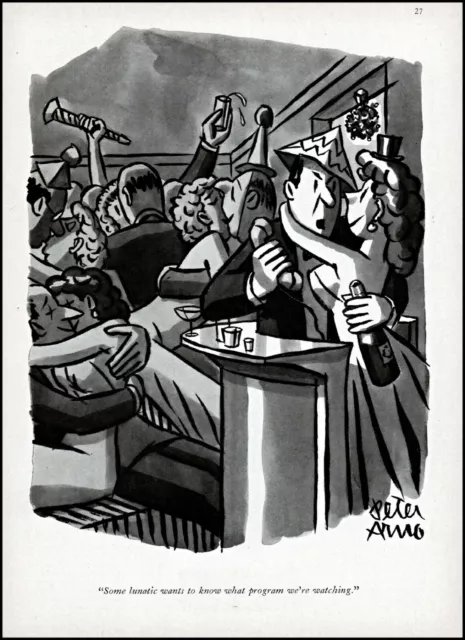 1957 Peter Arno New Year's Eve party comic New Yorker magazine art ads44