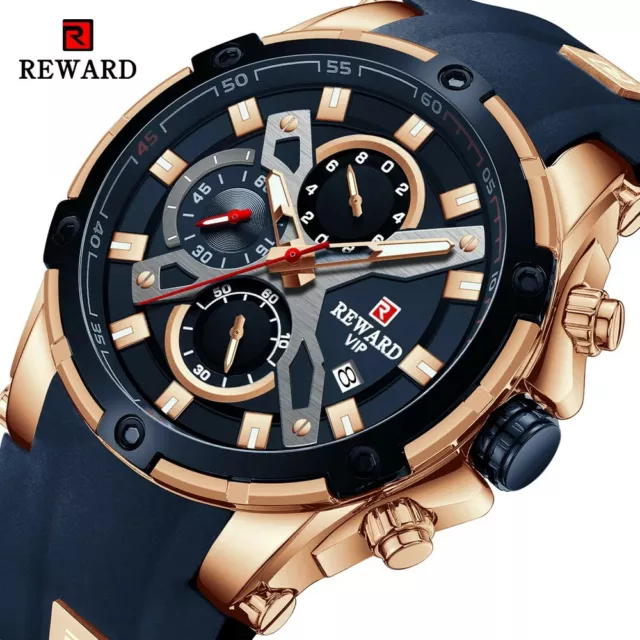 REWARD Orologi Uomo Top Marca Lusso Cronografo Orologio da polso Multifunzionale