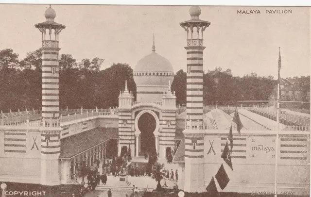 Postcard 1924 British Empire Exhibition London England Malaya Pavilion