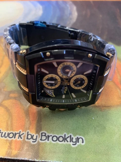 New Daniel Steiger Black & Gold Chronograph - New Battery - Runs & Looks Great!!