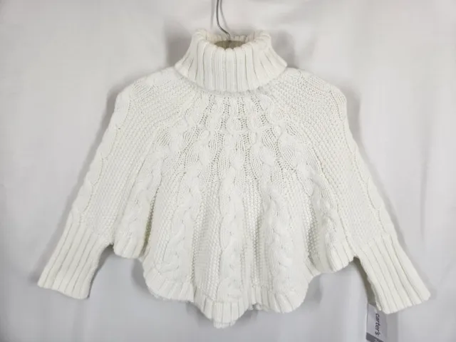Carters Toddler Girl 3T Cable Knit Poncho High Neck Ivory Off White Cream