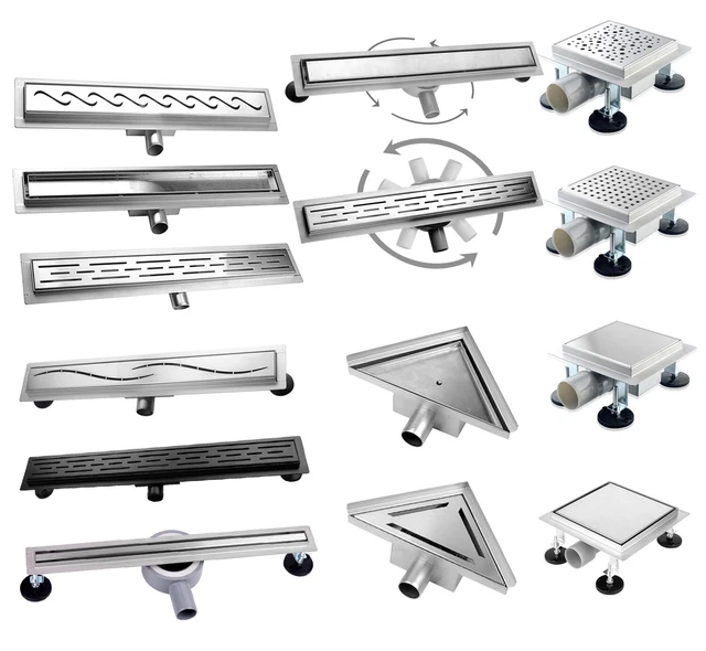 Évacuation De Sol Carrée En Acier Inoxydable Pour Douche Ou Salle De Bain - 100x100mm, Chromé Poli