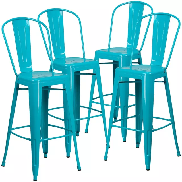 Flash Furniture Commercial Grade 30" High Crystal Teal-Blue Metal Indoor-Outdoor