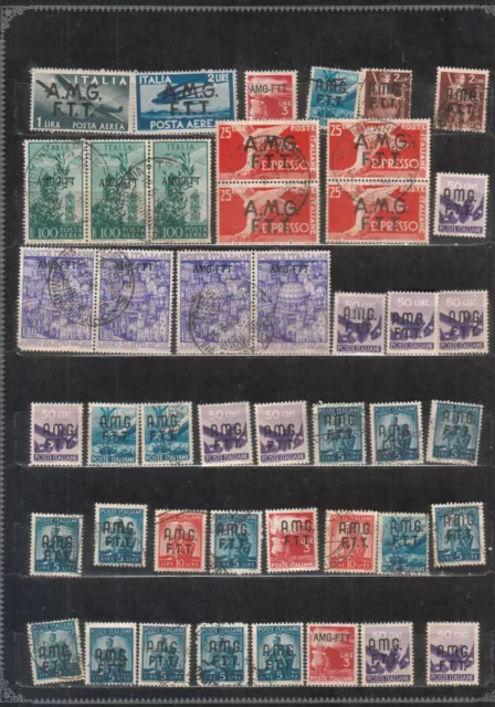 Italy lot of 45 MNH MH and used AMG FTT overprint stamps