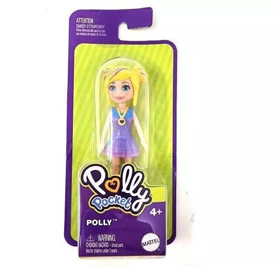 Mattel Polly Pocket - GDK98 - Mini Poupée articulée 8cm - Polly robe bleu violet