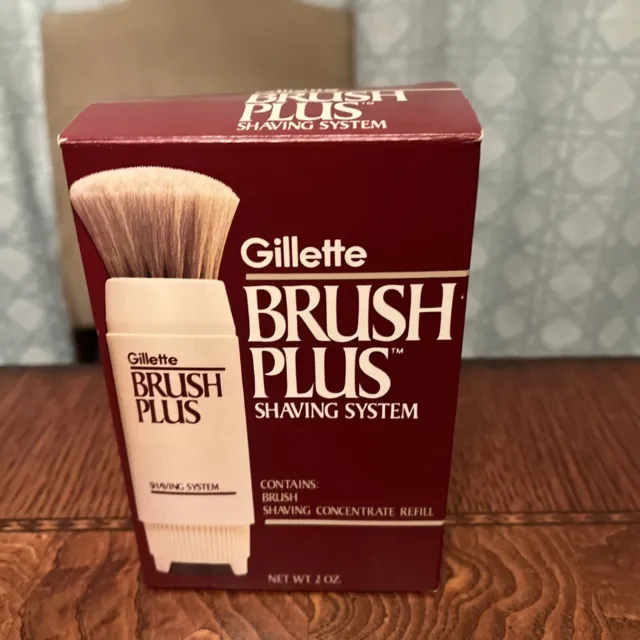 New in Box Gillette Brush Plus Shaving System Kit Vintage 1984