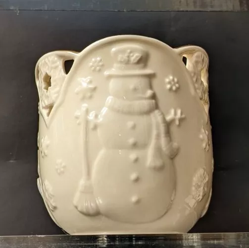 Lenox Christmas Candle Holder Gold Trimmed Merry Snowman Votive In Original Box