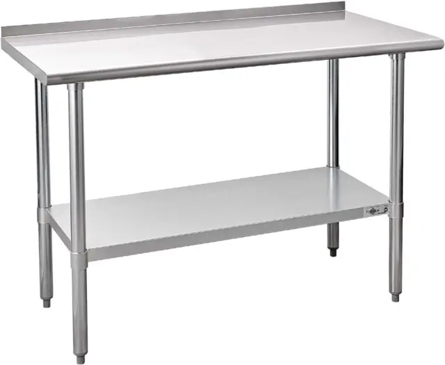 Stainless Steel Prep Table NSF Commercial Work Table with Backsplash and Undersh