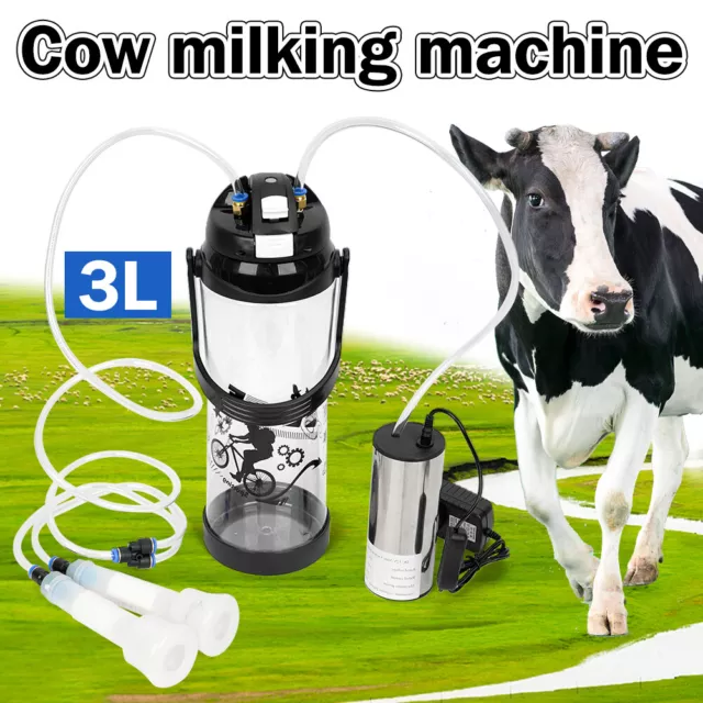 Goat Sheep Cow Milker 3L Portable Vacuum Pump Electric Barrel Milking Machine