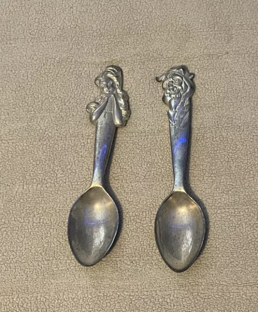2 7” DISNEY BEAUTY & THE BEAST Silver Plated Spoon Set