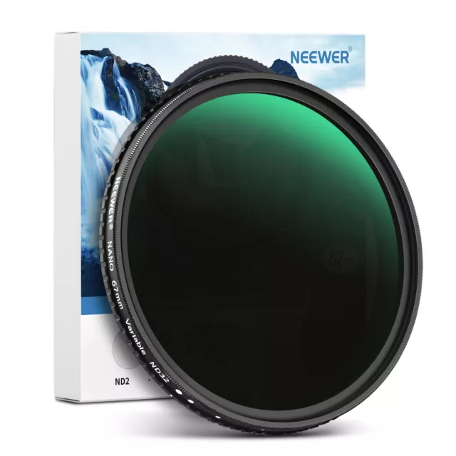 NEEWER 67mm Variable ND Filter ND2-ND32 (1-5 Stops) Neutral Density Camera Lens