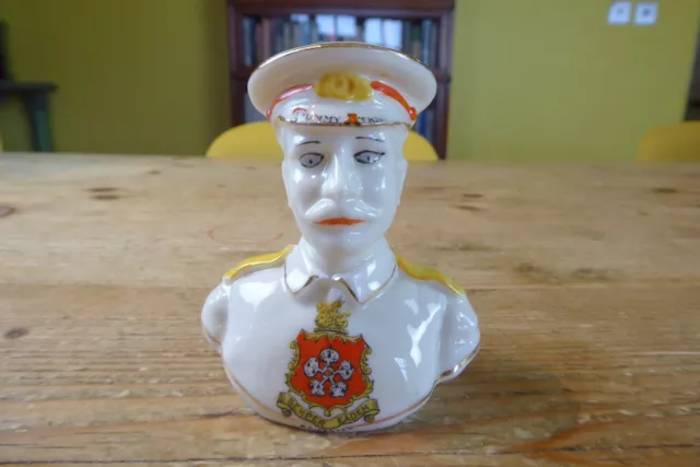 Arcadian Crested China WW1 Model of Tommy Atkins Leicester Crest