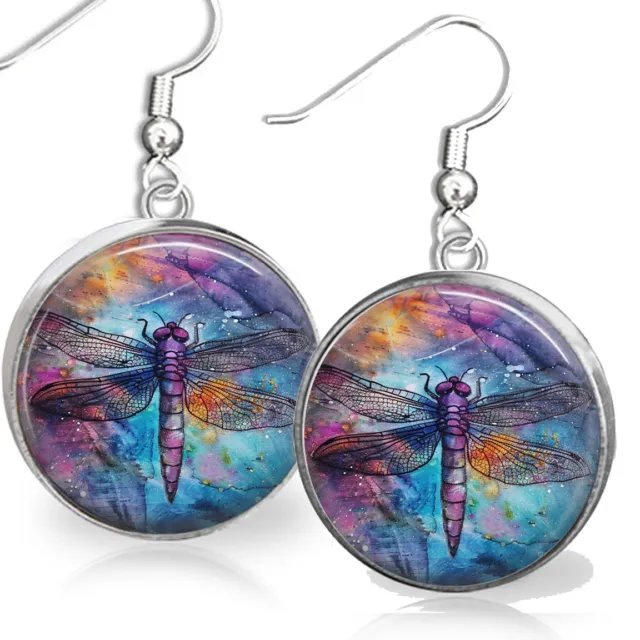 Dragonfly Earrings Watercolor Art Print Dragonflies Kisses from Heaven