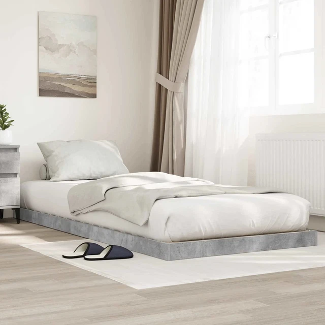 FLOOR BED FRAME Concrete Grey 90 x 200 cm Engineered Wood vidaXL £70.80 ...