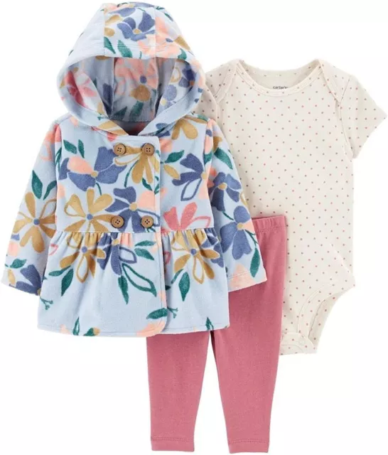 NWT Infant Baby Girl 3 Piece Outfit 3 Months Carters Bodysuit Jacket Pants Set