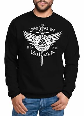 Sweatshirt Herren See you in Valhalla Schwert Runen Odin Vikings
