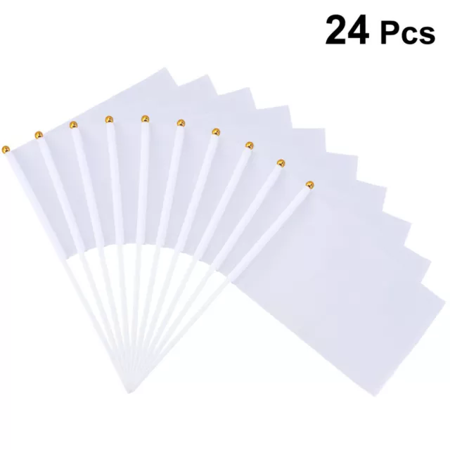 24 PCS Blank Hand Held Flag White Marking Flags Handheld Referee