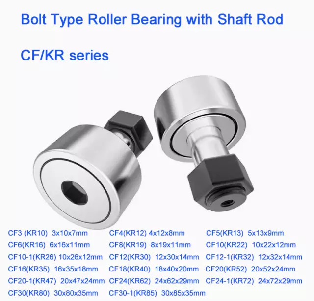 1pcs CF(KR) Series Cam Follower Needle Roller Stud Type Track Bearing CF3-CF30-1