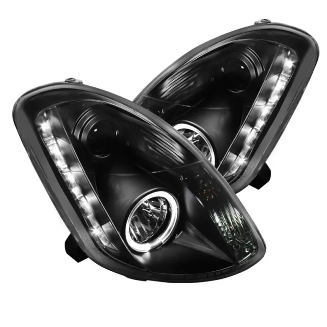 Fit Infiniti 03-04 G35 4Dr Sedan Black DRL Halo LED Projector Headlights Lamp