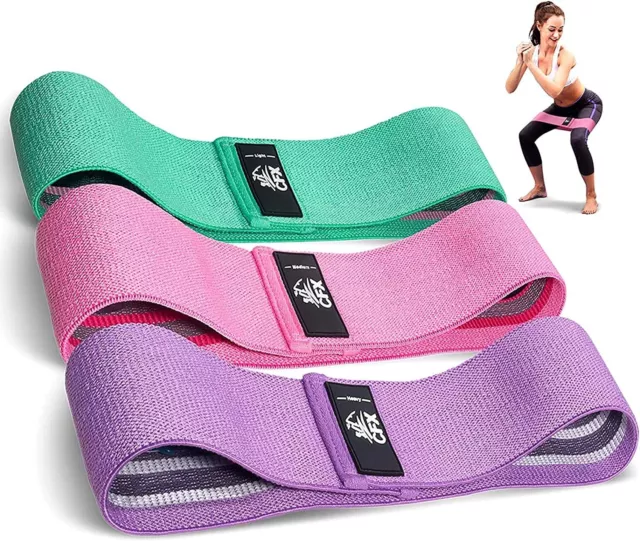 Resistance Bands 3 Sets, Premium Exercise Bands with Non-Slip Design for Hips &