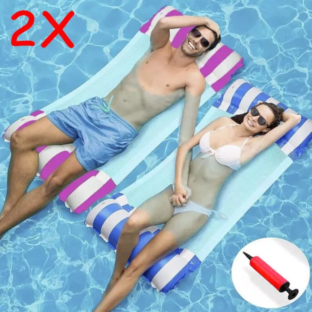 2X Inflatable Portable Floating Water Hammock Float Pool Bed Swimming Chair Toy