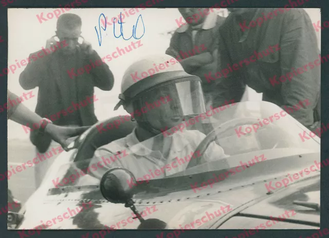 or. Foto Rennfahrer Phil Hill signiert Autogramm Motorsport Boxenstop Reims 1960